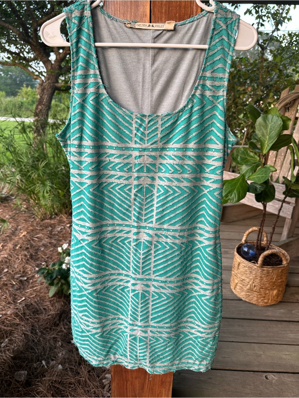 Chelsea & Violet Turquoise and Silver Beaded Tank Dress